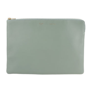 CELINE Clutch Bag Leather Earth Green Gold Hardware Second Pouch