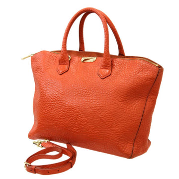 BURBERRY tote bag leather orange