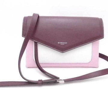 GIVENCHY Crossbody Shoulder Bag Duet Leather Bordeaux x Pink White Women's