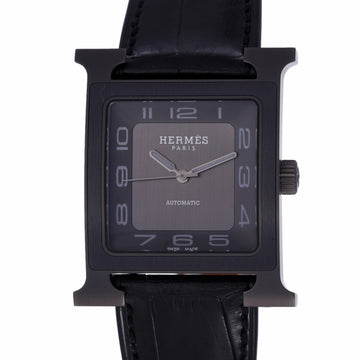 HERMES H Watch HH5.841C P stamp [circa 2012] Men's titanium leather wristwatch automatic gray dial