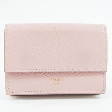 CELINE Folded Compact Wallet 10E60 Women's Leather Wallet [tri-fold] Light Pink