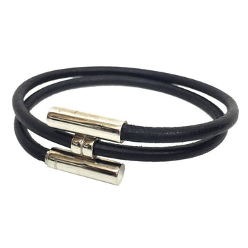 HERMES tournis leather bracelet black