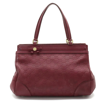 GUCCI sima Mayfair Tote Bag Shoulder Ribbon Leather Wine Red 257063