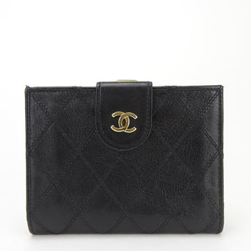CHANEL Bifold Wallet Bicolore Leather Black Coco Mark Accessories Women's wallet black coco leather