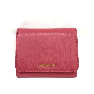 PRADA trifold wallet 1MH176 2BNC VITELLO MOVE BI embossed leather compact 1000876 let pink series G card ladies