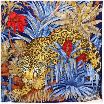 SALVATORE FERRAGAMO scarf leopard print plant pattern multicolor ladies