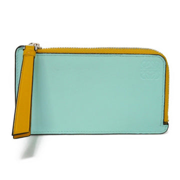 LOEWE Coin Case Card Holder Pastel Green Tiffany Blue Multi Anagram Classic Calf C643Z40X05 Women's Wallet
