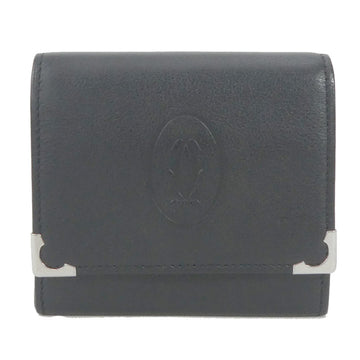 CARTIER coin case leather black silver unisex e55951a