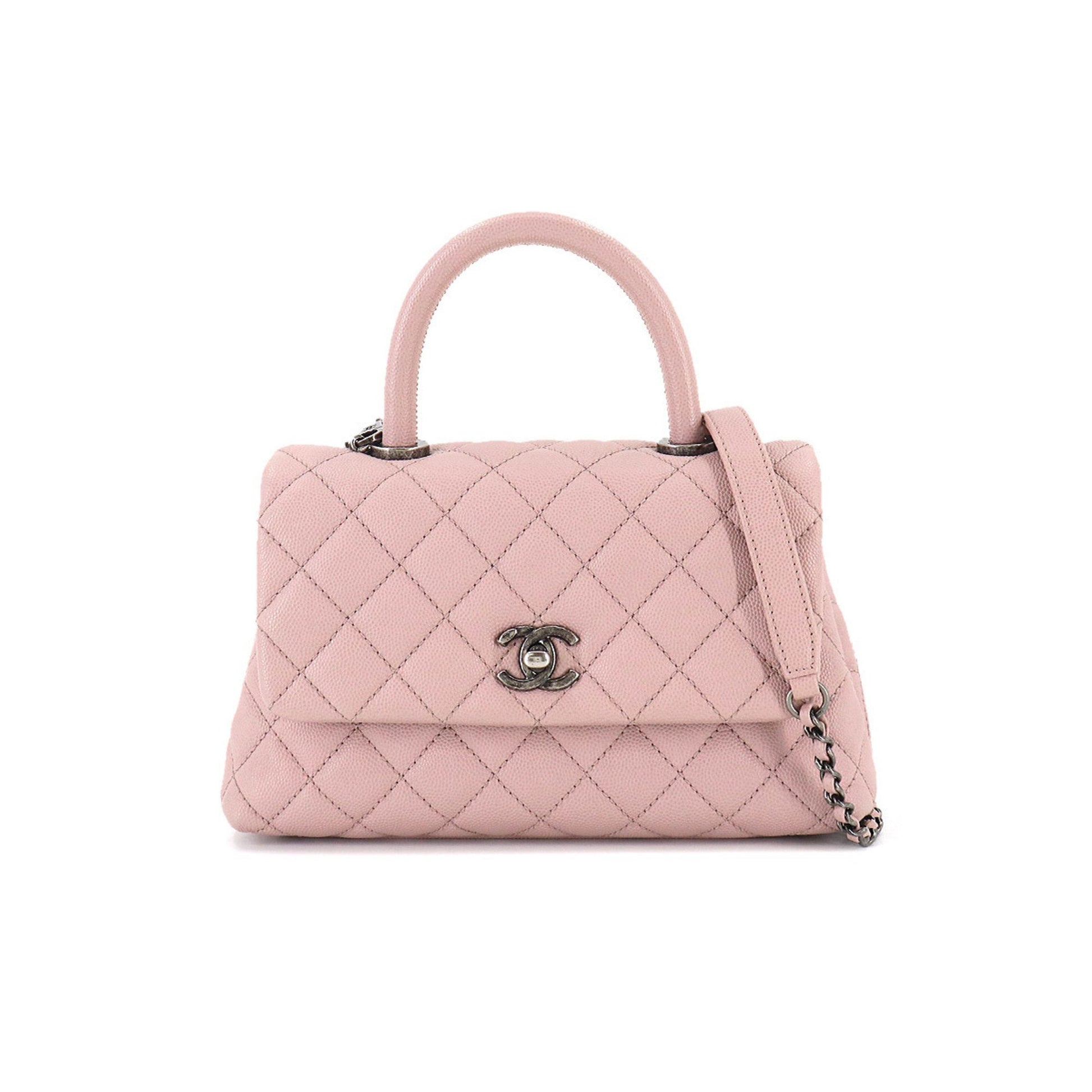 Chanel Coco Handle Matelasse 2way Hand Shoulder Bag Caviar Skin Leather  Pink A92990