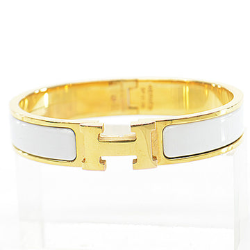 HERMES bangle click crack PM gold x white metal material enamel bracelet ladies