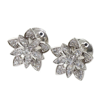 Van Cleef & Arpels Lotus Mini Model Diamond Earrings K18 White Gold Ladies