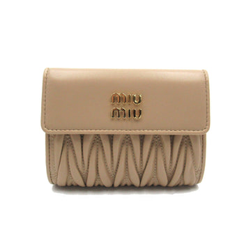 MIU MIU Tri-fold wallet Beige leather 5ML0022FPPF0036