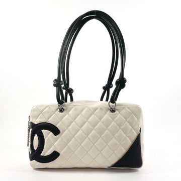 CHANEL Bowling Bag Cambon Line A25171 Handbag Lambskin Ivory Ladies