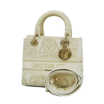 Christian Dior 2way Bag Lady D Light Women's Canvas Ivory