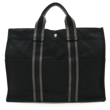 Hermes Four Tote MM Bag Handbag Canvas Black Gray