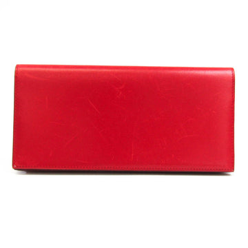 HERMES Women,Men Box Calf Leather Long Bill Wallet [bi-fold] Red Color