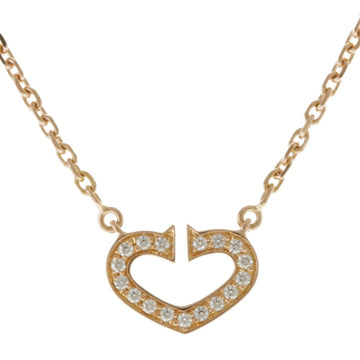 CARTIER C Heart Diamond Necklace 18K K18 Pink Gold Women's