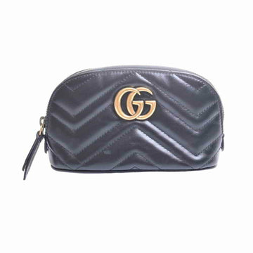 Gucci GG Marmont Chevron Leather Pouch Black