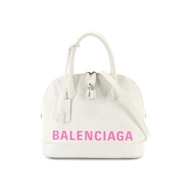 BALENCIAGA Ville top handle S 2way hand shoulder bag leather white pink 550645 Top Handle