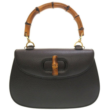 GUCCI bamboo leather black 000 2113 0633 handbag bag 0187