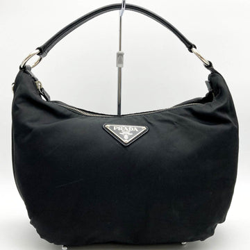 PRADA Shoulder Bag Hobo Nylon Triangle Logo Black Ladies Men's Fashion