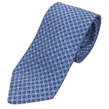 HERMES Necktie 100% Silk H Bit Pattern Horse Tackle Blue  Men's aq9431