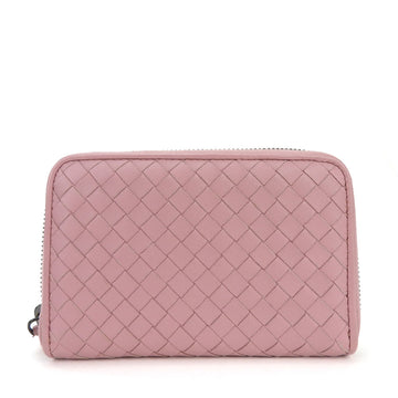 BOTTEGA VENETA Round Wallet Intrecciato Pink Leather Accessories Women's  Zip Around pink