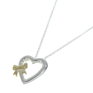 TIFFANY Heart Ribbon Necklace Silver/K18YG Women's &Co.