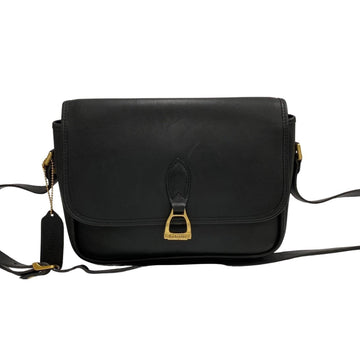 BURBERRYs Vintage Nova Check Logo Hardware Leather Genuine Shoulder Bag Pochette Black