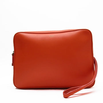 CELINE clutch bag second orange leather