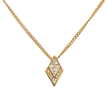 CHRISTIAN DIOR Dior Diamond Rhinestone Necklace Gold Plated Women's