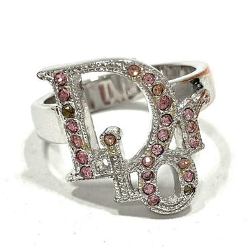CHRISTIAN DIOR Dior Logo Rhinestone Silver Brand Accessory Ring Women's
