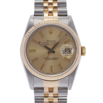 ROLEX Datejust 16233 men's YG/SS watch automatic winding champagne dial
