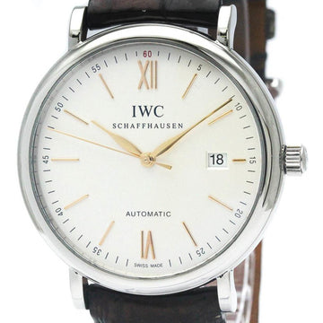 IWCPolished  Portofino Steel Leather Automatic Mens Watch IW356517 BF568478