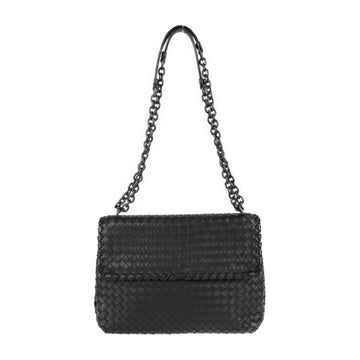BOTTEGA VENETA Olympia Bag Medium Intrecciato Shoulder 386499 Leather Black Chain