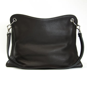 Gucci 108853 Unisex Leather Shoulder Bag Dark Brown