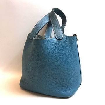 HERMES Picotan Lock PM Blue Jean Handbag B+ Rank Togo