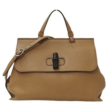 GUCCI bag ladies brand handbag shoulder 2way bamboo leather beige 892013