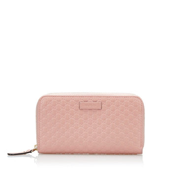 Gucci Micro Shima Round Long Wallet 449391 Pink Leather Ladies GUCCI