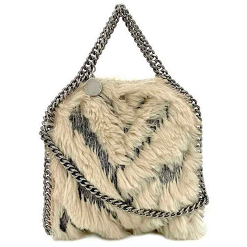 STELLA MCCARTNEY Chain Shoulder Bag Beige Gray Silver 391698 Fur Leather Metal  2way Handbag Ladies