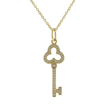 TIFFANY&Co. Open Trefoil Key Necklace 18K K18 Gold Diamond Women's