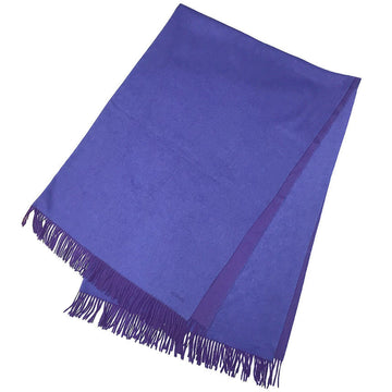 HERMES Large Stole Shawl Blanket 100% Cashmere Reversible Purple Ladies
