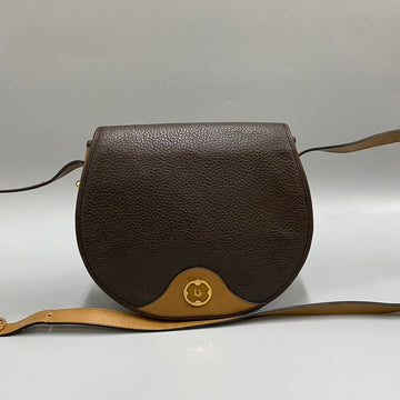 CHRISTIAN DIOR Vintage Logo Hardware Leather Genuine Mini Shoulder Bag Pochette Sacoche Brown 16222