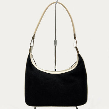 GUCCI Shoulder Bag Hobo One Handle Black x White Canvas Leather Ladies 001・3812