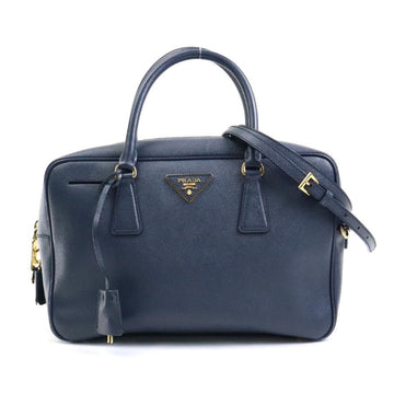 PRADA Handbag Crossbody Shoulder Bag Leather Navy Ladies BL0095