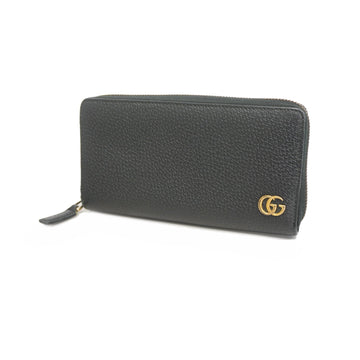 Gucci Bifold Long Wallet GG Marmont 428736 Leather Black Gold metal