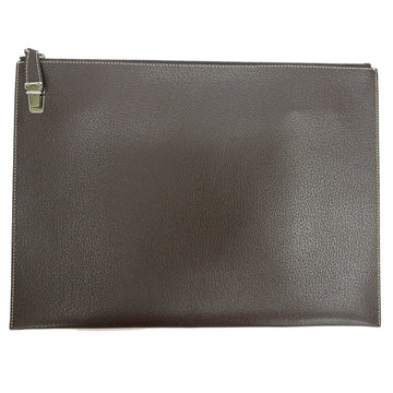 PRADA Leather Clutch Bag Second VA0004 Brown Case Tablet Men's