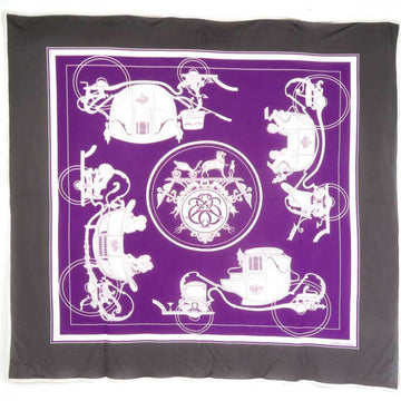HERMES scarf muffler silk purple/white/gray ladies