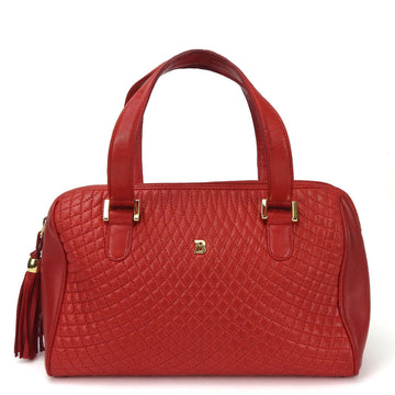 BALLY Hand Bag Leather Quilted Stitch Red Ladies red 21575