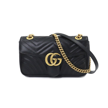 Gucci GG Marmont Quilted Small Shoulder Bag Leather Black 443497